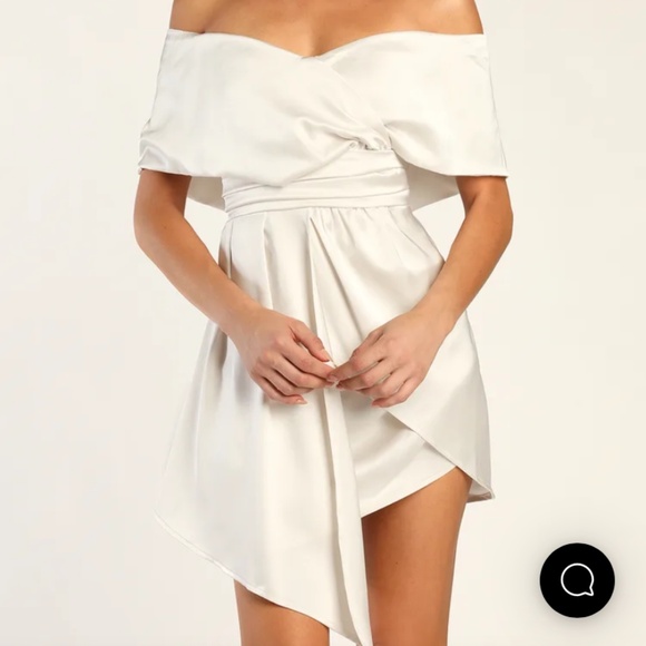 Lulus Dresses & Skirts - Lulus Ivory Satin Off-the-Shoulder Mini Dress